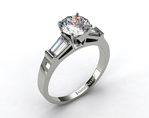 14k White Gold Tapered Baguette Diamond Engagement Ring